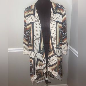 G Collection Open Cardigan‎ Wrap sz L womens crotched lace